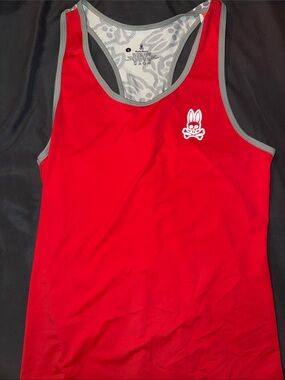 Psycho Bunny Red and Gray Racerback Athletic Tank size small